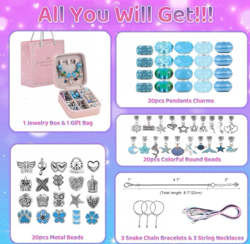 💎 “Sparkle & Create – 68‑Piece DIY Charm Bracelet Kit”