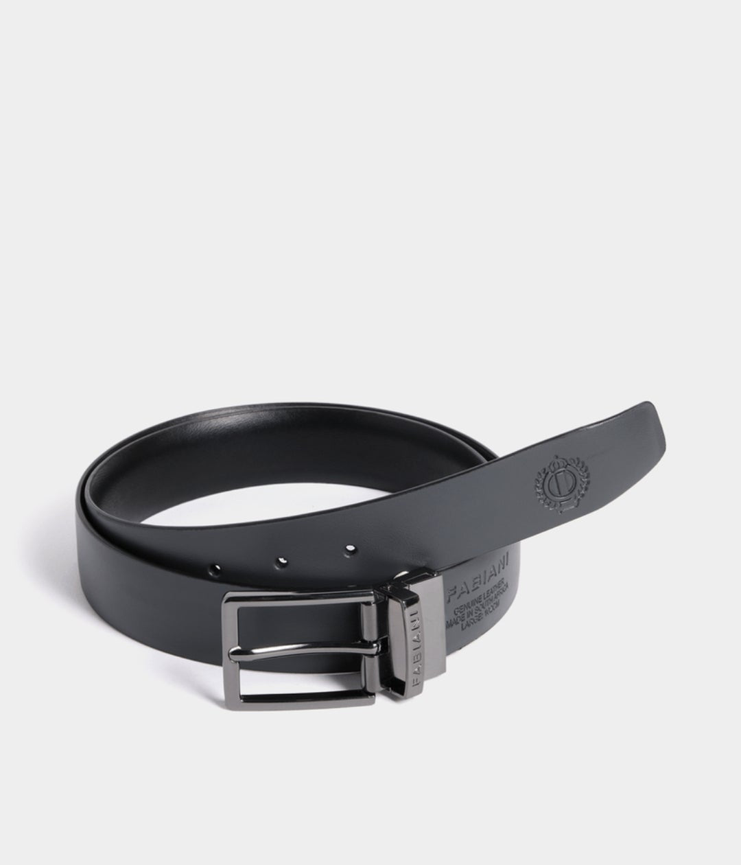 Fabiani Men's Black/Charcoal Reversible Leather Belt