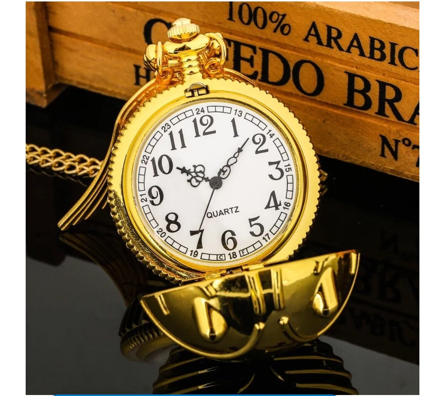 Harry Potter Golden Snitch Necklace & Quartz Pocket Watch – Large 4.6cm