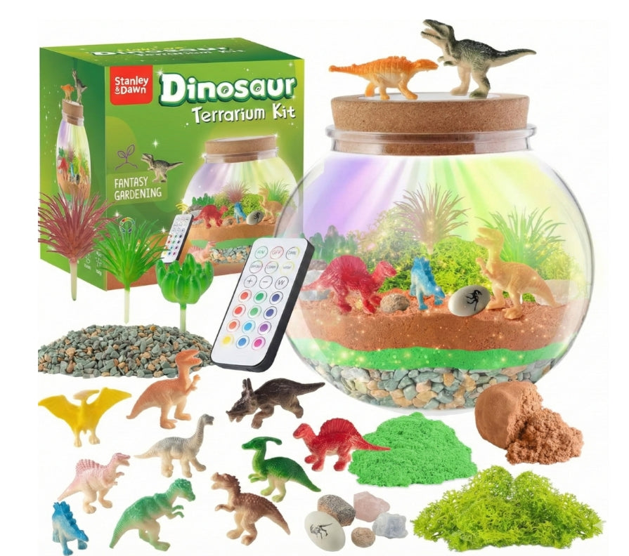 Dinosaur Terrarium Kit with LED Light – DIY Toy for Boys Ages 4–12