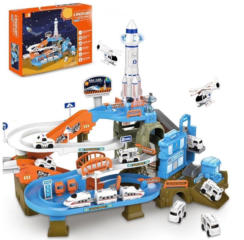 Space Car Tracks Construction Toy – Fun Gift for Kids & Toddler Boys