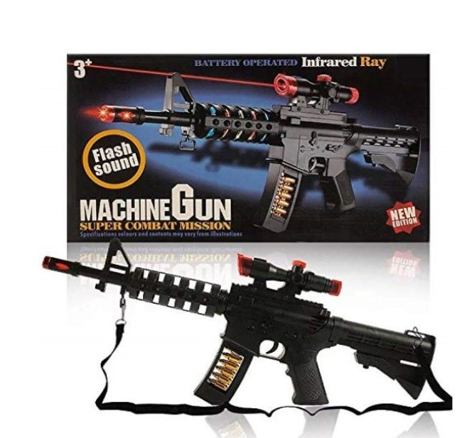 Toy Machine Gun with Lights, Sound & Infrared Ray – Super Combat Mission Playset