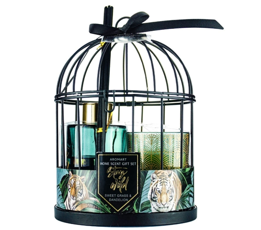 Basilic Lavender Home Decorative Scented Candle & Diffuser Cage Gift Set