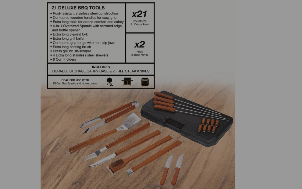 “Grill Master’s Deluxe – 21Pc BBQ Tool Set