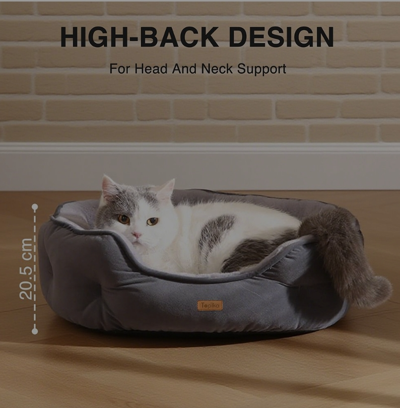 TopikaPet Washable Dog Bed – Plush Comfort for Small Dogs & Cats