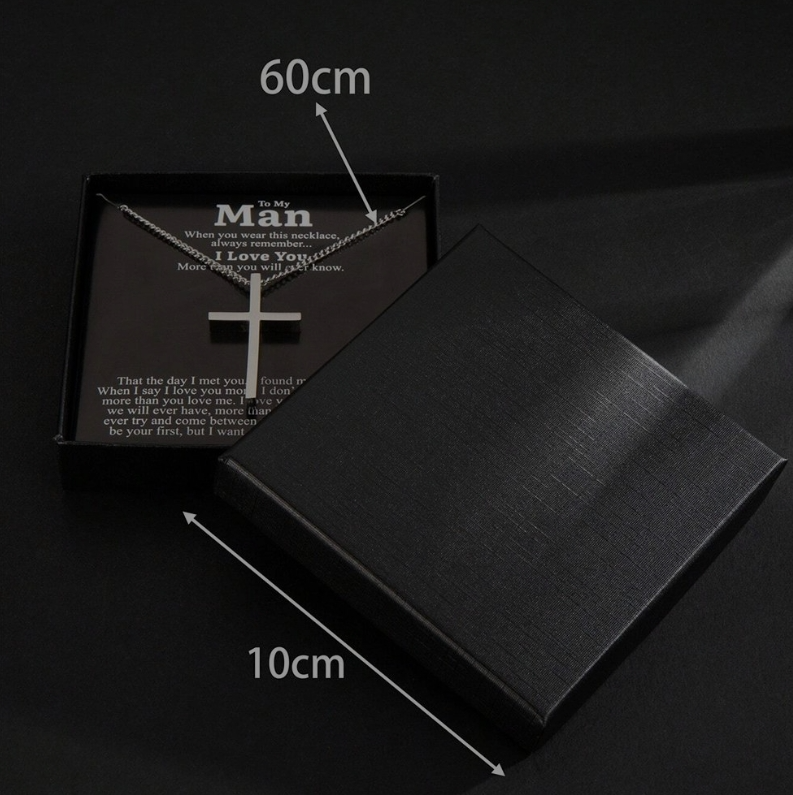 To My Man – Stainless Steel Cross Necklace with Gift Box