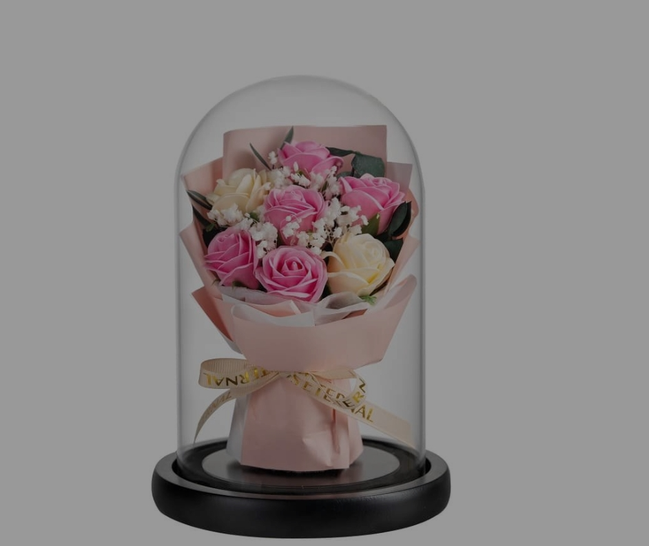 Artificial Flower in Glass Dome