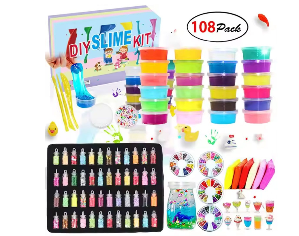 108-Piece Slime Kit for Kids – 24 Colors DIY Crystal Slime Making Toy for Girls